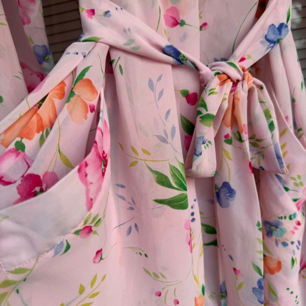 Victoria's Secret Kimono Sexy Robe Lingerie O/S  Pink Blue Floral Tie Loungewear - Picture 12 of 14
